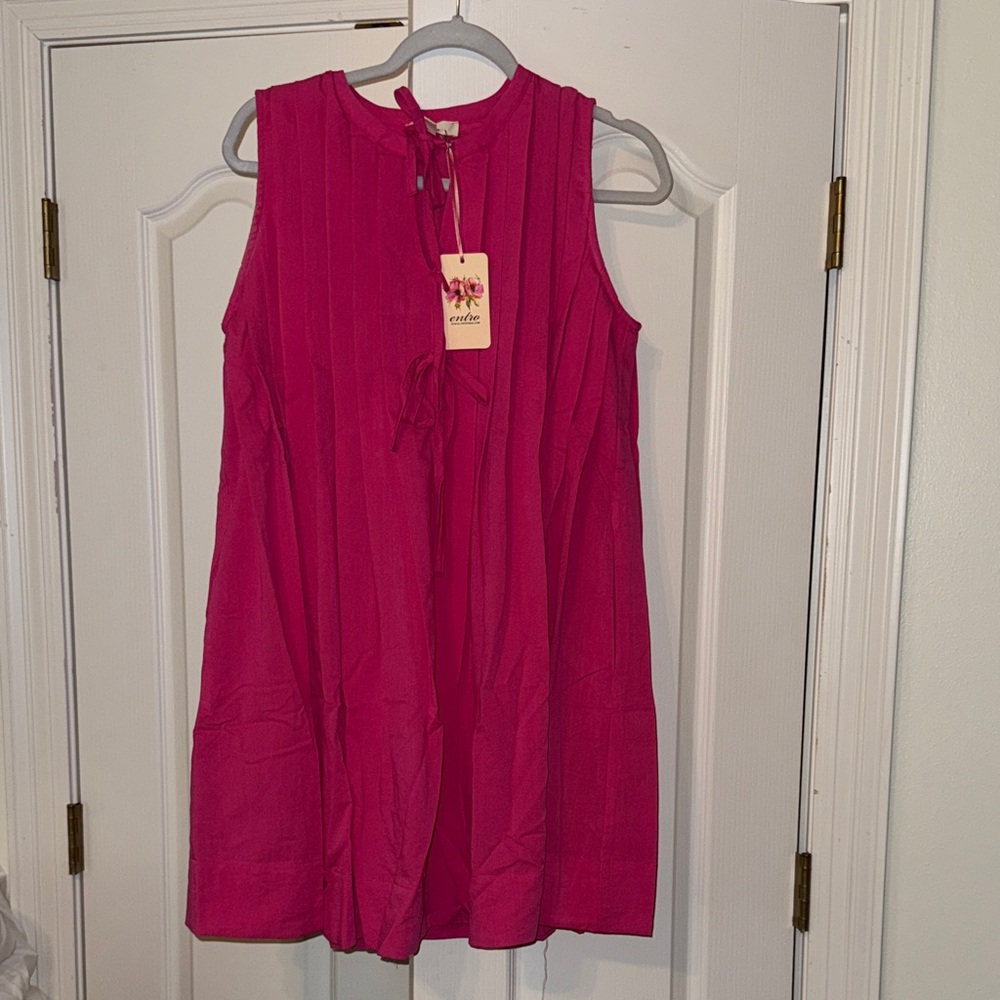 Entro Pink Sleeveless Dress with Pockets NWT